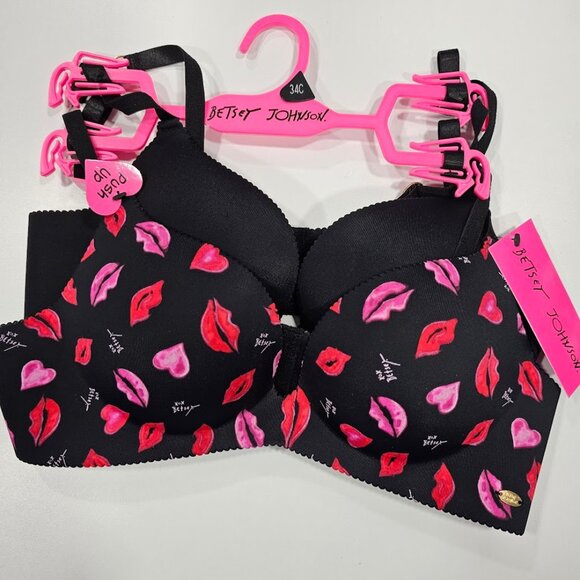 Betsey Johnson Kiss Bra Set 2 Pack 34C - Picture 1 of 6